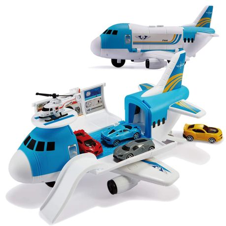 Toy Airplane Car Play Set for Boys 3 years with 4 Cars & Helicopter