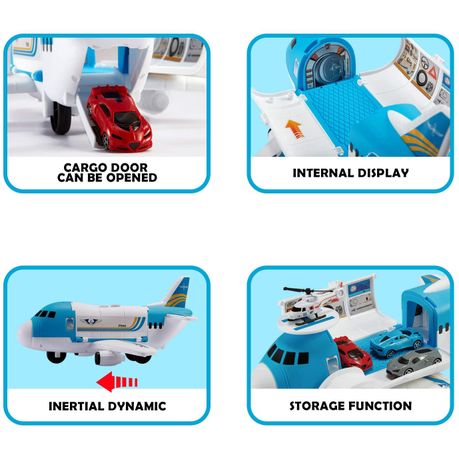 Toy Airplane Car Play Set for Boys 3 years with 4 Cars & Helicopter